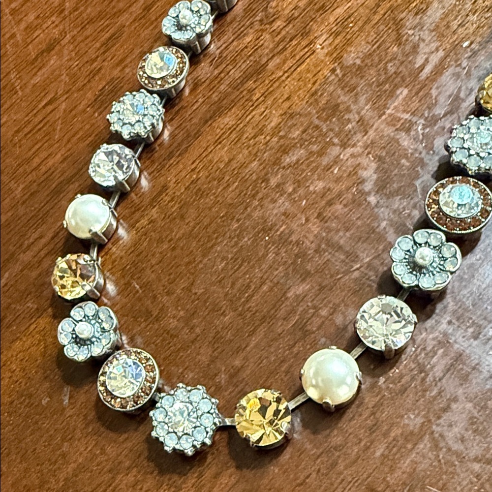Mariana Silver/Pearl/Gold Crystal Necklace-Never Worn
